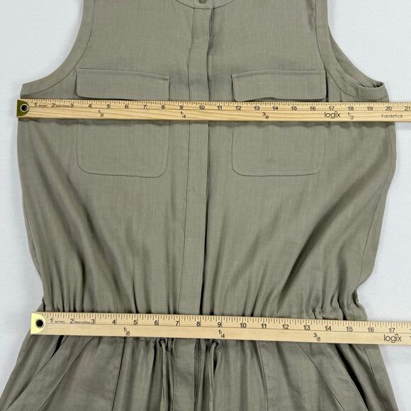 Vince Women's Linen Blend Cargo Shift Midi Dress Medium Sandbar Beige - Picture 12 of 14